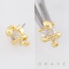 316L SURGICAL STEEL THREADLESS PUSH IN CZ HEART SNAKE COBRA TOP PART (ONLY)